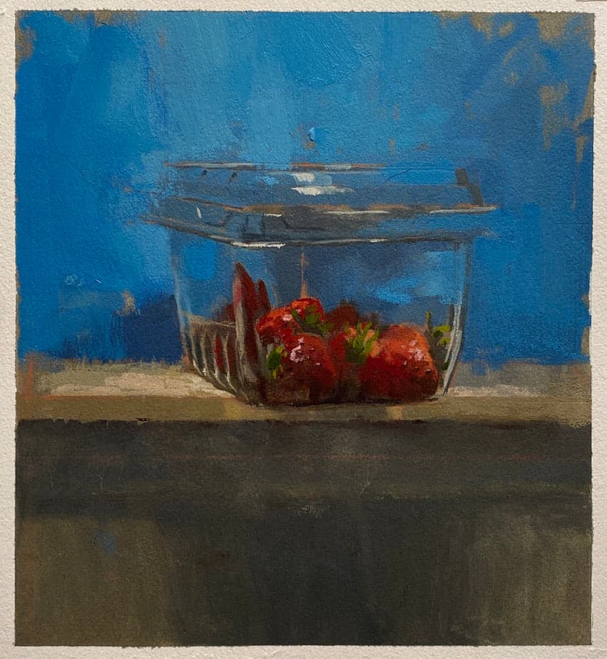 The remaining strawberries in that plastic clamshell container